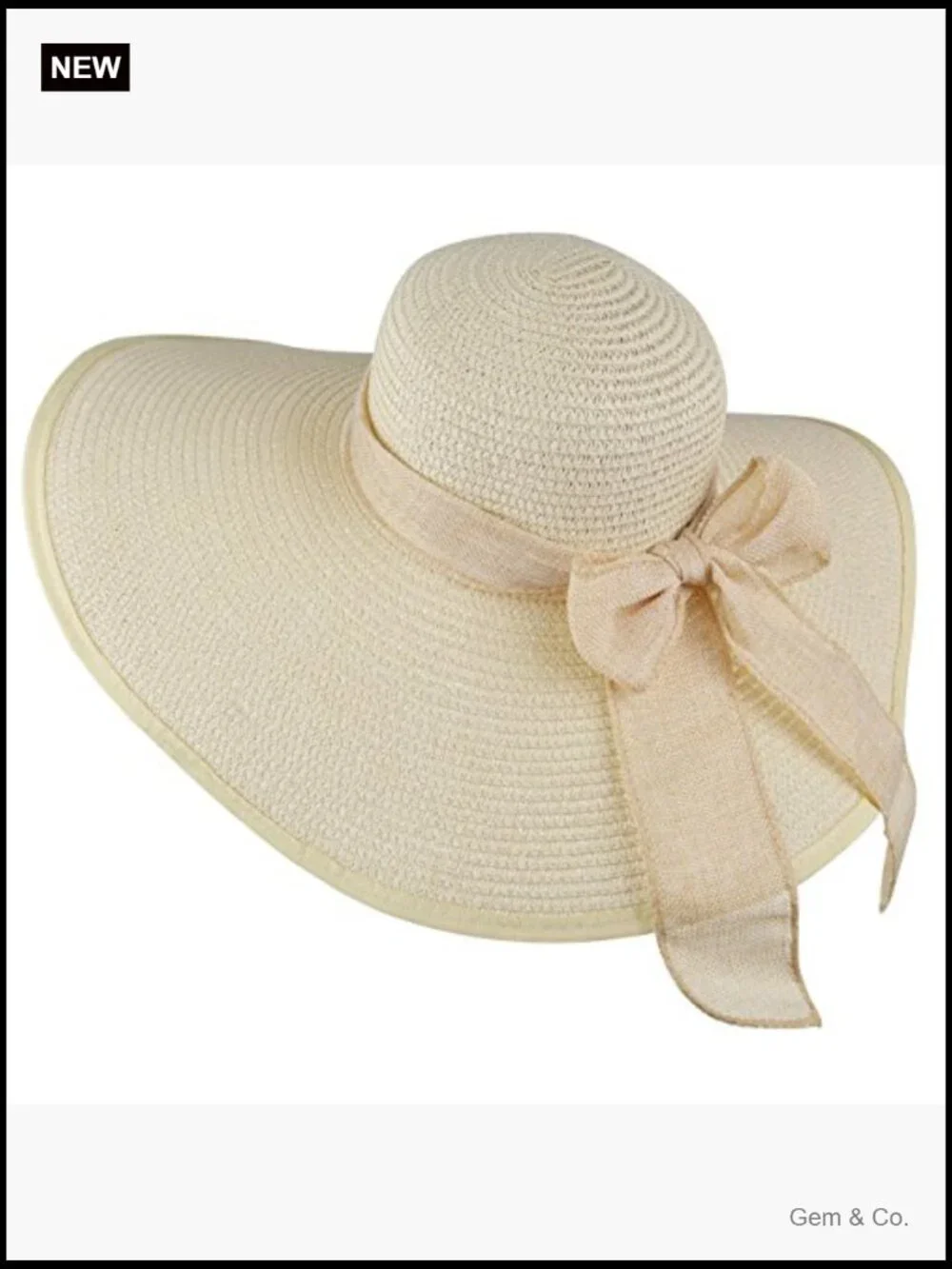 Wide Brim Floppy Straw Sun Hat - UPF 50+ Foldable Roll Up Style